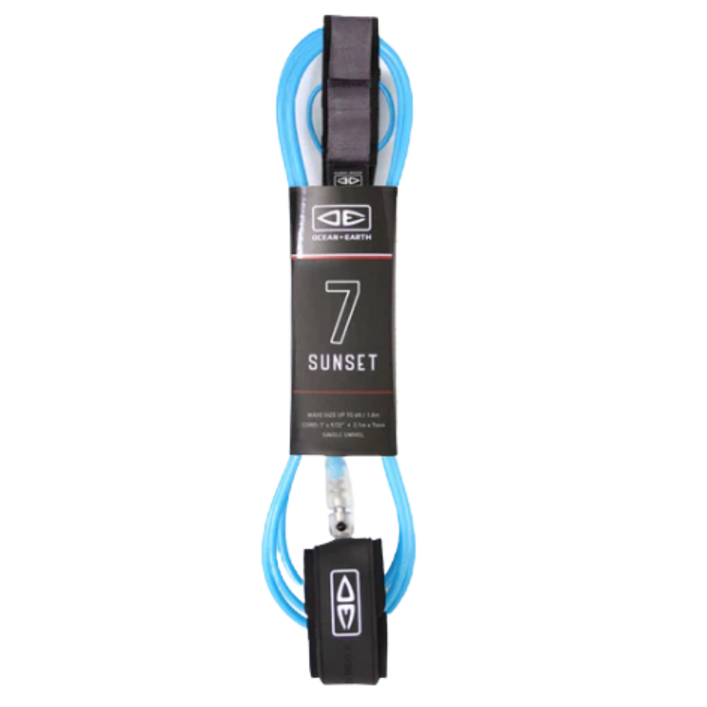 Ocean & Earth Sunset Moulded Black Surfboard Leash - 7 Foot Surf Leash With Padded Ankle Cuff