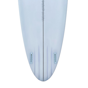 SAN JUAN TWIN PIN EVERYDAY 7'4" SKY BLUE AIRBRUSH SPRAY 6MM PLY PIN TAIL CHANNEL BOTTOM