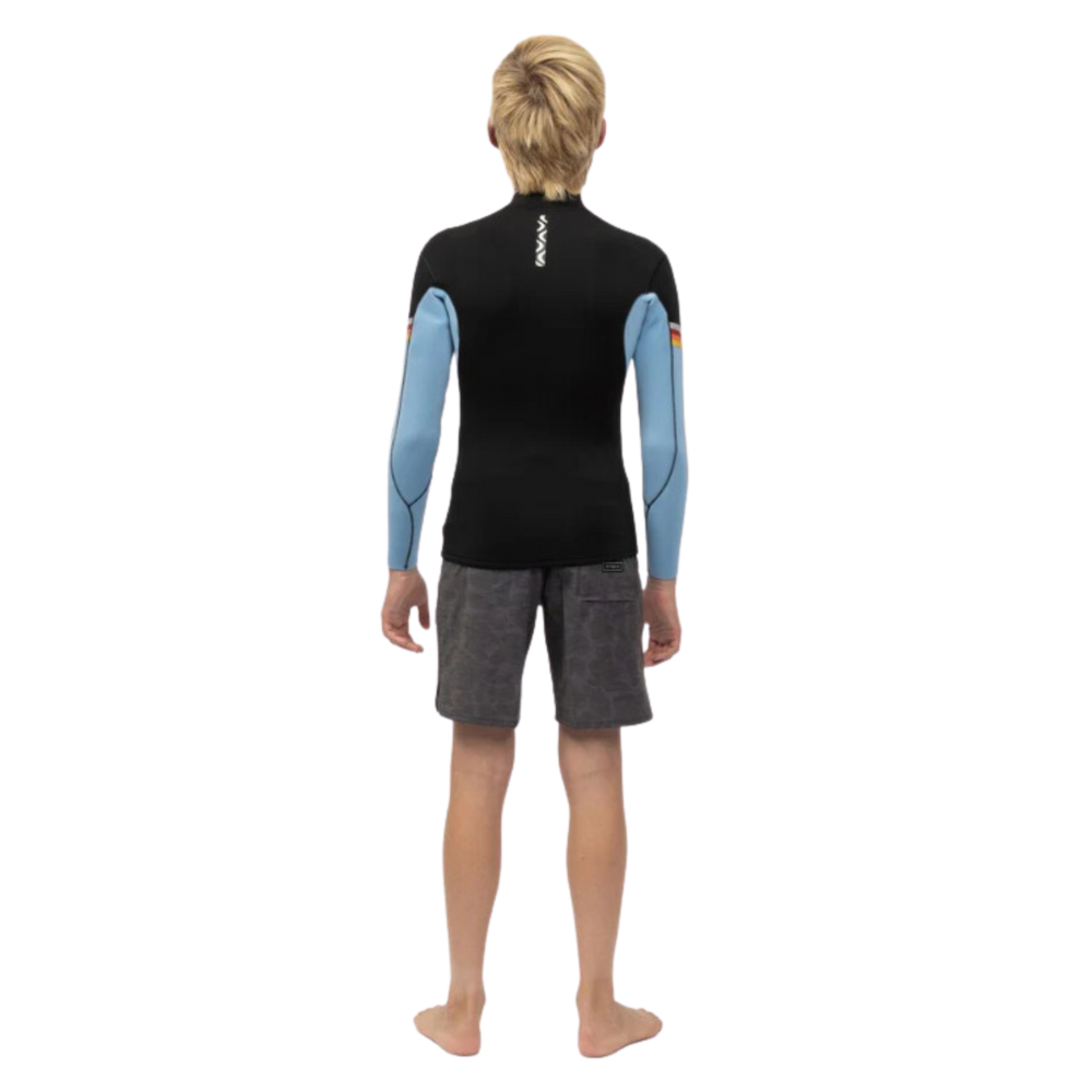 VISSLA BOYS 7 SEAS RADITUDE 2MM FRONT ZIP BLACK WITH BLUE