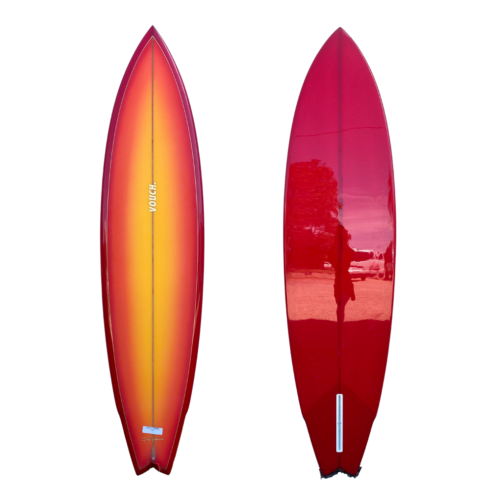 VOUCH SINGLE FIN 6'10" RED ORANGE FADE POLISHED