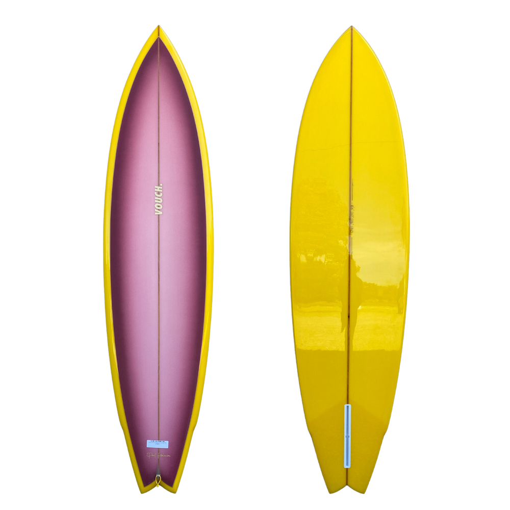 VOUCH SINGLE FIN 6'8" YELLOW BURGUNDY FADE POLISHED