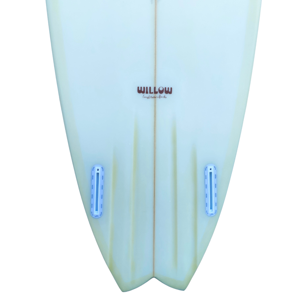 WILLOW SEABIRD 6'10" PASTEL LIME CUT LAP BROWN PIN LINE WET RUB 6MM PLY