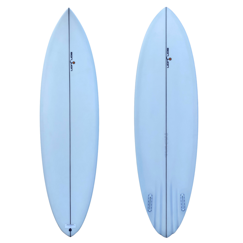 
            
                Load image into Gallery viewer, SAN JUAN TWIN PIN 6&amp;#39;6&amp;quot; CLEAR TINT WET RUB 6MM PLY PIN TAIL CHANNEL BOTTOM
            
        